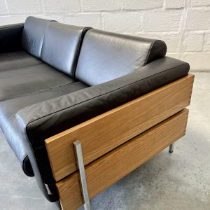 Robin Day Forum II Leather & Walnut 3 Seat Sofa